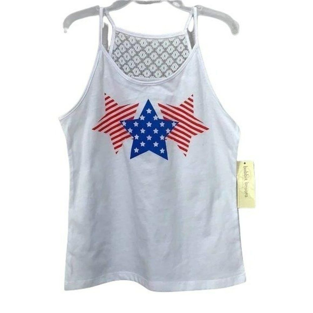 Bobbie Brooks Girl’s Small White USA‎ Stars Tank Top